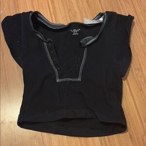 Brandy Melville Black Crop Top with Bib Collar